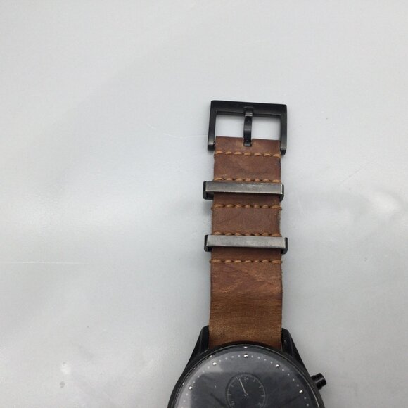 MVMT Outback Chronograph Watch Men 42mm Black Date Leather Band New Battery - Picture 7 of 15